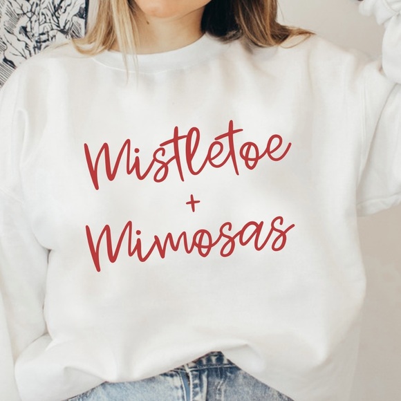 Mistletoe Mimosas Christmas Long Sleeve Sweatshirt - Picture 1 of 2